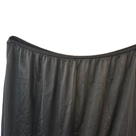 Adonna 100% Nylon Long Half Slip Womens XL Black Elastic Waist Lace Hem - Picture 3 of 5
